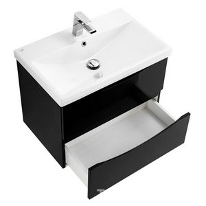 База под раковину подвесная с 2 выкатными ящиками, 664x440x500мм, без раковины, (цв.Nero Lucido),  ZZ BelBagno Marino-Cer MARINO-CER-700-2C-SO-NL-P