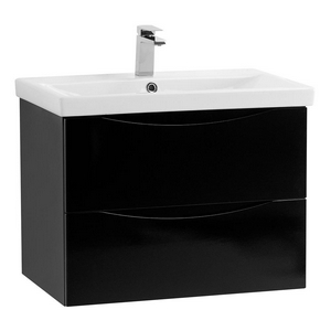 База под раковину подвесная с 2 выкатными ящиками, 664x440x500мм, без раковины, (цв.Nero Lucido),  ZZ BelBagno Marino-Cer MARINO-CER-700-2C-SO-NL-P