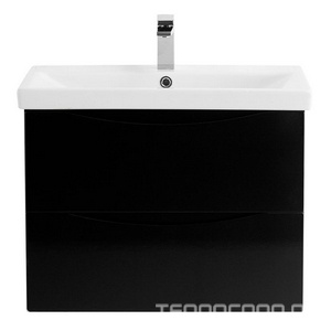 База под раковину подвесная с 2 выкатными ящиками, 664x440x500мм, без раковины, (цв.Nero Lucido),  ZZ BelBagno Marino-Cer MARINO-CER-700-2C-SO-NL-P