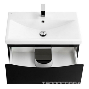 База под раковину подвесная с 2 выкатными ящиками, 664x440x500мм, без раковины, (цв.Nero Lucido),  ZZ BelBagno Marino-Cer MARINO-CER-700-2C-SO-NL-P