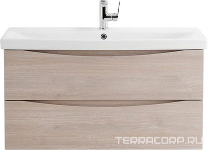 База под раковину подвесная с 2 выкатными ящиками, 964x438x500мм, без раковины, (цв.Rovere Grigio),  ZZ BelBagno Marino-Cer MARINO-CER-1000-2C-SO-RG-P