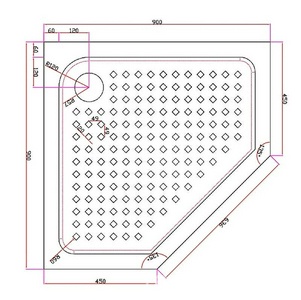 Поддон душевой 900х900хh150мм, пятиугольный, отв. слива 90мм, (сифон крышка цв.хром, мет каркас, ножки в компл.), акрил цв.белый, Cezares ZZ Cezares Универсал TRAY-A-P-90-15-W