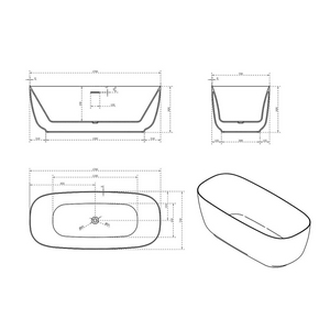 Ванна 1700х750хh600мм, отдельностоящая, интегрир.слив перелив, д/к в цвет ванны в компл.,(акрил цв.белый), Vincea ZZ Vincea Ванны VBT-631
