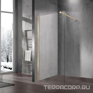 Душевая перегородка 1200хh2000мм, правая/левая, (стекло прозрачное 8мм, поперечн. укорачиваемый кронштейн 1200мм, фурнит.цв.золото мат.),  ZZ Vincea Walk-In VSW-1H120CLG