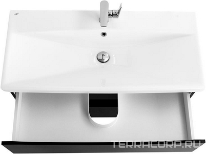 База под раковину подвесная с 2 выкатными ящиками, 764x438x500мм, без раковины, (цв.Nero Lucido),  ZZ BelBagno Marino-Cer MARINO-CER-800-2C-SO-NL-P