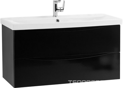 База под раковину подвесная с 2 выкатными ящиками, 764x438x500мм, без раковины, (цв.Nero Lucido),  ZZ BelBagno Marino-Cer MARINO-CER-800-2C-SO-NL-P