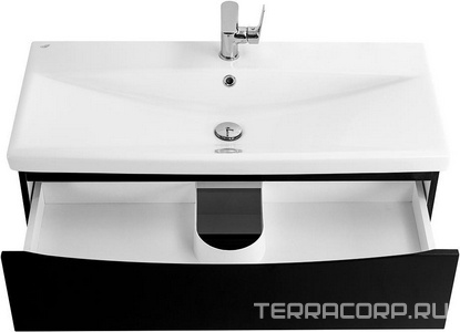 База под раковину подвесная с 2 выкатными ящиками, 764x438x500мм, без раковины, (цв.Nero Lucido),  ZZ BelBagno Marino-Cer MARINO-CER-800-2C-SO-NL-P