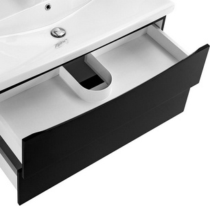 База под раковину подвесная с 2 выкатными ящиками, 764x438x500мм, без раковины, (цв.Nero Lucido),  ZZ BelBagno Marino-Cer MARINO-CER-800-2C-SO-NL-P