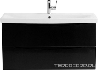 База под раковину подвесная с 2 выкатными ящиками, 764x438x500мм, без раковины, (цв.Nero Lucido),  ZZ BelBagno Marino-Cer MARINO-CER-800-2C-SO-NL-P