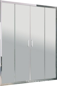 Дверь раздвижная двухсекционная ZP TUR NOVO h1900 150 08 01 профиль хром глянец, стекло прозрачное, покрытие BriteGuard, ZZ Vegas Glass ZP NOVO ZP TUR NOVO h1900 150 08 01