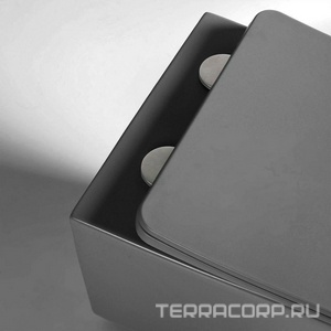 Унитаз подвесной, безободковый, 520х360х350мм, сиденье ультратонкое с микролифтом, крепеж в компл., (цв.антрацит матовый),  ZZ Vincea Q-Line VT1-12MA  /  ДЛЯ ЭКСПОЗИЦИИ