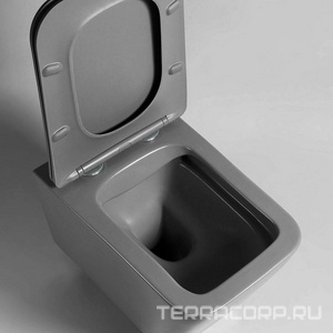 Унитаз подвесной, безободковый, 520х360х350мм, сиденье ультратонкое с микролифтом, крепеж в компл., (цв.антрацит матовый),  ZZ Vincea Q-Line VT1-12MA  /  ДЛЯ ЭКСПОЗИЦИИ