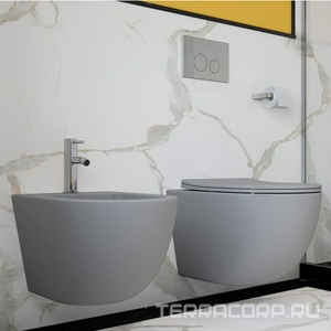 Биде подвесное 525х365мм, крепёж в компл., (цв.серый матовый),  ZZ Aqueduto Ovo OVO0330