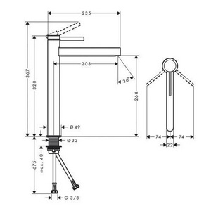 Смеситель для раковины, 260, Высокий, со сливным клапаном Push.Open, (цв.матовый белый),  ZZ Hansgrohe Finoris 76070700
