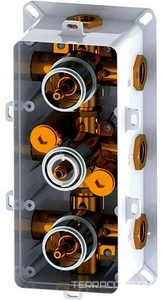 Смеситель-термостат, д/д, встраив. в стену, на 4-6 потребит, ручки квадр., встр.часть в компл., (цв.хром), RGW ZZ RGW Универсал 21140541-31