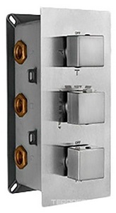 Смеситель-термостат, д/д, встраив. в стену, на 4-6 потребит, ручки квадр., встр.часть в компл., (цв.хром), RGW ZZ RGW Универсал 21140541-31