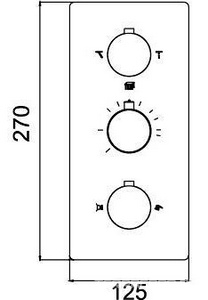 Смеситель-термостат, д/д, встраив. в стену, на 4-6 потребит, ручки квадр., встр.часть в компл., (цв.хром), RGW ZZ RGW Универсал 21140541-31