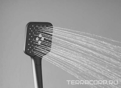 Смеситель-термостат для ванны(душа), со стационарным верхн.душем 25х25см., душевая лейка, шланг в компл., (цв.черный матовый),  ZZ Vincea Next VSFS-1N1TMB