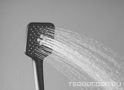 Смеситель-термостат для ванны(душа), со стационарным верхн.душем 25х25см., душевая лейка, шланг в компл., (цв.черный матовый),  ZZ Vincea Next VSFS-1N1TMB