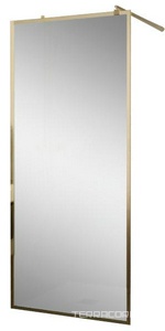 Душевая перегородка 900хh2000мм, правая/левая, (стекло прозрачное 8мм Easy Clean, укорачиваемый кронштейн 1200мм, фурнит.цв.золото BRUSH), Walk IN ZZ RGW Walk In 32101290-16