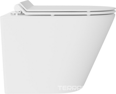 Унитаз подвесной 480х360мм, безободковый, смыв Tornado, сиденье с микролифтом, крепёж в компл., (цв.белый глянец),  Aqueduto Cone CONT0110