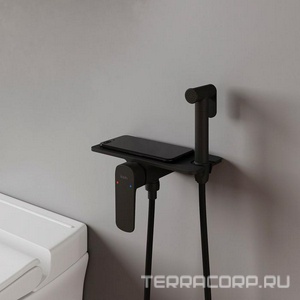 Комплект гигиенического душа (смеситель с внешней и встраив.частью, лейка, шланг ), цв.черный матовый Iddis Axes AXEBLSHi08