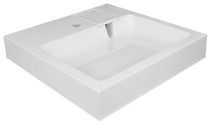 Раковина подвесная Slim NEW 600х600х100, для установки над стиральной машиной, литьевой мрамор, сифон в компл., цв. белый, ZZ