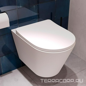 Унитаз подвесной 525х360мм, безободковый, сиденье с микролифтом, крепёж в компл., (цв.белый матовый),  Aqueduto Cone CON0120