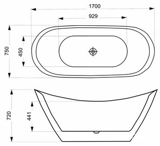 Ванна акриловая 1800х770х760 мм, свободностоящая, с сифоном и ножками, цвет белый ZZ Azario MELADO AZ-6107-18W