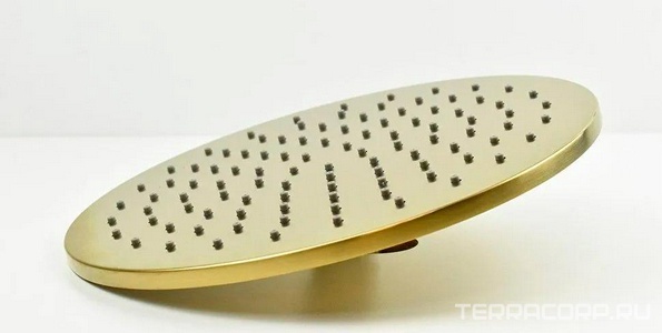 Душ верхний, стационарный, круглый, 250мм, G 1/2, антикальц., (цв.брашированное золото PVD), Paini ZZ Paini Универсал 50PJ759TT25