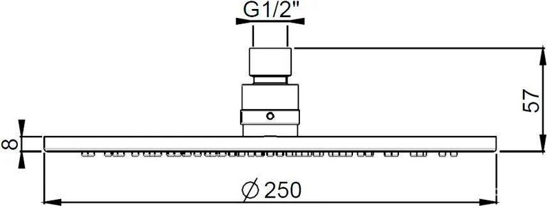 Душ верхний, стационарный, круглый, 250мм, G 1/2, антикальц., (цв.брашированное золото PVD), Paini ZZ Paini Универсал 50PJ759TT25