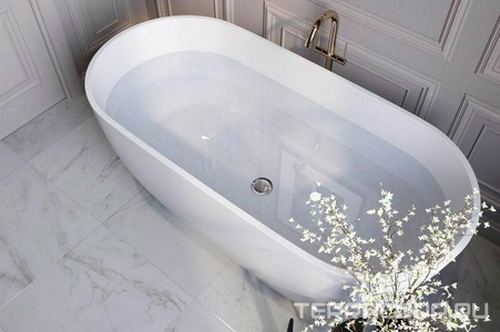 Ванна 1680х800хh640мм, отдельностоящая, интегрир.слив перелив, д/к в цвет ванны в компл.,(иск.камень Soft rock цв.белый мат),  ZZ Holbi Venus 1.01.001.11.1