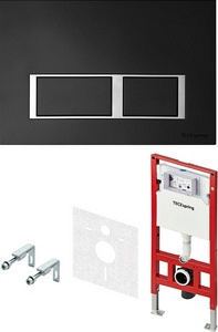 К-т д/установки подвесн.унитаза,(застен.модуль, крепёж, прокладка звукоиз, панель 2-го смыва пластик цв.ЧЕРНЫЙ мат.,контур клавиш хром),  V Tece TECEspring S955202