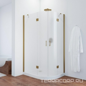 Душевое ограждение , 100*80*1900 мм, левая, профиль бронза, стекло сатин, БЕЗ поддона ZZ Vegas Glass AFS-F AFS-F 100*80 05 10