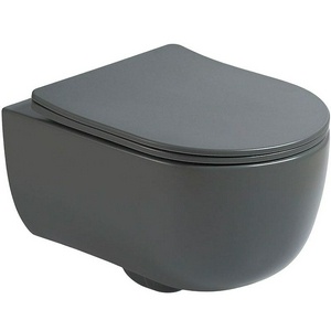 Унитаз подвесной, безободковый, 490x355x320мм, сиденье с микролифтом, (цв.антрацит матовый),  ZZ Vincea Evo VT1-34SMA