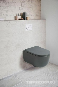 Унитаз подвесной, безободковый, 490x355x320мм, сиденье с микролифтом, (цв.антрацит матовый),  ZZ Vincea Evo VT1-34SMA