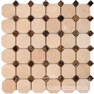 Мозаика Мастера Керамики Glass 212 Cream marfil  Dark Еmperador (чип 48x48) 30,5х30,5 n/a 