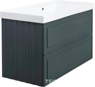 Тумба под раковину, с 2 выкатными ящиками, 976x469хh613мм, без раковины/столешницы, БЕЗ РУЧЕК, (цв.Grigio),  ZZ La Fenice Cubo FNC-01-CUB-G-100-2