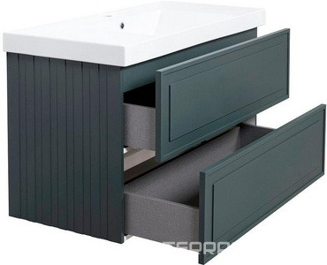 Тумба под раковину, с 2 выкатными ящиками, 976x469хh613мм, без раковины/столешницы, БЕЗ РУЧЕК, (цв.Grigio),  ZZ La Fenice Cubo FNC-01-CUB-G-100-2