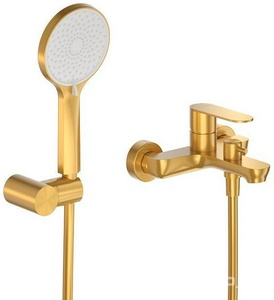 Смеситель для ванны, лейка, шланг, кронштейн в компл., (цв.брашированное золото),  ZZ Cezares Stylus STYLUS-VD-BORO