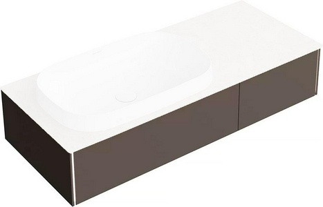 Тумба подвесная 120 см, 2 выдвижных ящика, БЕЗ столешницы и раковины, цв. вечерний серый матовый Kerama Marazzi Magica MA.120.2\EGR.M