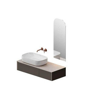 Тумба подвесная 120 см, 2 выдвижных ящика, БЕЗ столешницы и раковины, цв. вечерний серый матовый Kerama Marazzi Magica MA.120.2\EGR.M