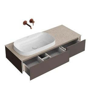 Тумба подвесная 120 см, 2 выдвижных ящика, БЕЗ столешницы и раковины, цв. вечерний серый матовый Kerama Marazzi Magica MA.120.2\EGR.M