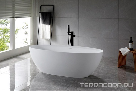 Ванна 1700х760хh560мм, отдельностоящая, интегрир.слив перелив, д/к в цвет ванны в компл.,(иск.камень Solid Surface цв.белый мат), Vincea ZZ Vincea Ванны VBT-4S01MW