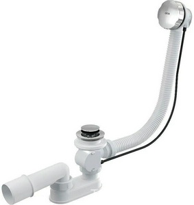 Сифон для ванны A55K полуавтомат комплект, металл 57 см, ZZ AlcaPlast Универсал A55K-RU-01