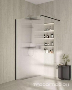 Душевая перегородка 100*h210, рифленное стекло, профиль матовый черный Kerama Marazzi Cristallo CT.100.WI.BLK.M