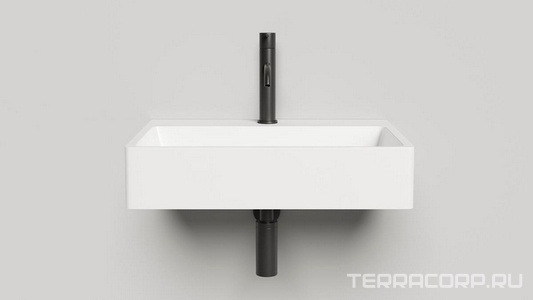 Раковина накладная на столешницу, прямоугольн. 600х450хh133мм, с 1 отв.д/смес, без перелива, (литой камень S-Stone матовая цв.белый),  Salini Ottavia 1103201M