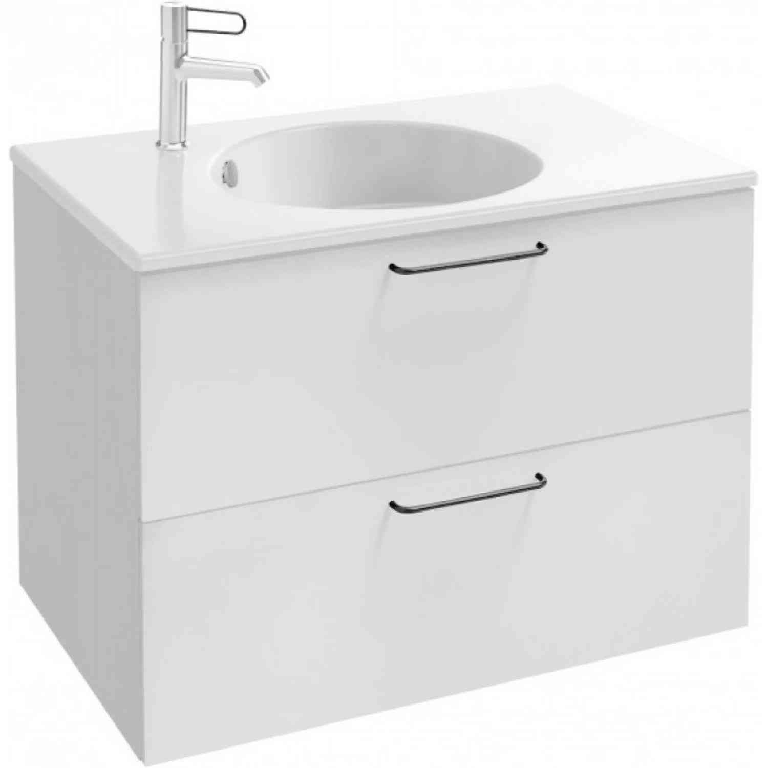 Тумба подвесная  60 см, 2 ящика, ручки черные, без раковины арт.EXBA112-Z-00, цв.белый ZZ
