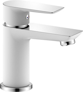 Смеситель для умывальника "" без донного клапана, цв. хром/белый Zenta Бланко Z2506W