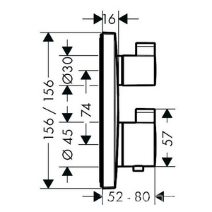 Смеситель-термостат для 1 потребителя, (наружная часть, БЕЗ скрытой части арт.01800180), (цв.хром), HG  Square ZZ Hansgrohe Ecostat 15712000